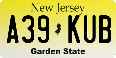 NJ license plate A39KUB