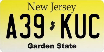 NJ license plate A39KUC