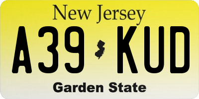 NJ license plate A39KUD