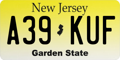 NJ license plate A39KUF