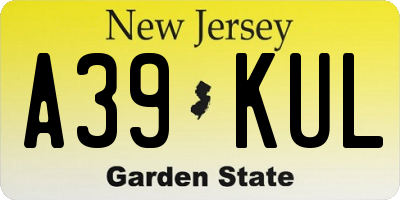 NJ license plate A39KUL
