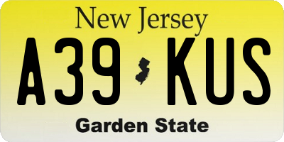 NJ license plate A39KUS