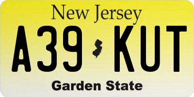 NJ license plate A39KUT