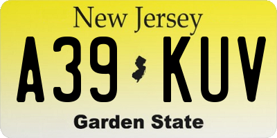 NJ license plate A39KUV