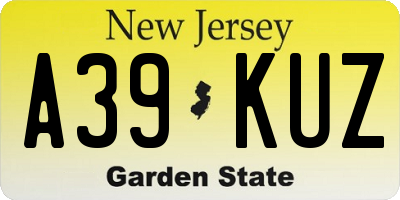 NJ license plate A39KUZ