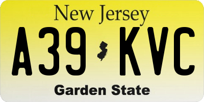 NJ license plate A39KVC