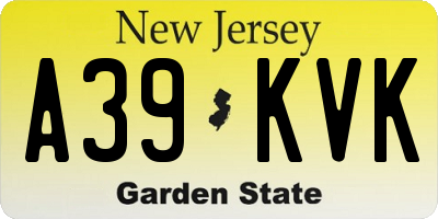 NJ license plate A39KVK