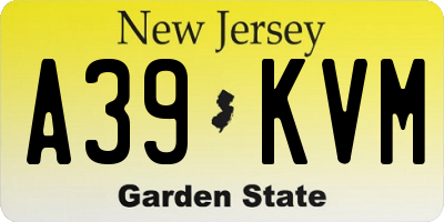 NJ license plate A39KVM