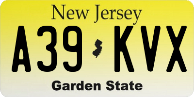 NJ license plate A39KVX