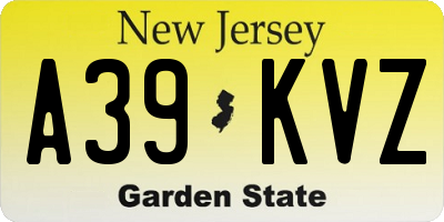 NJ license plate A39KVZ