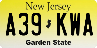 NJ license plate A39KWA