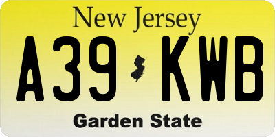 NJ license plate A39KWB