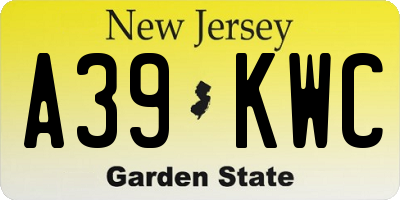 NJ license plate A39KWC