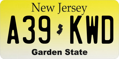 NJ license plate A39KWD