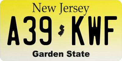 NJ license plate A39KWF