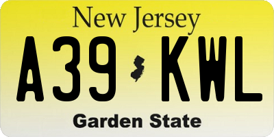 NJ license plate A39KWL
