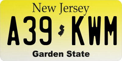 NJ license plate A39KWM