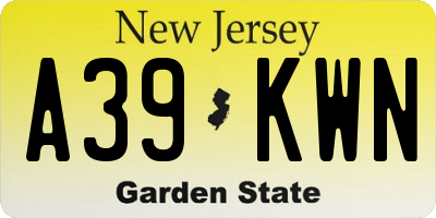 NJ license plate A39KWN