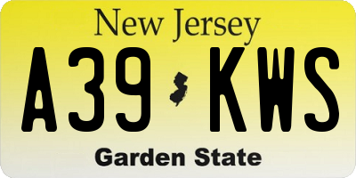 NJ license plate A39KWS