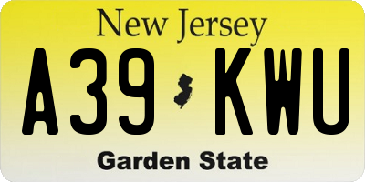 NJ license plate A39KWU