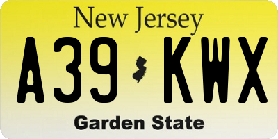 NJ license plate A39KWX