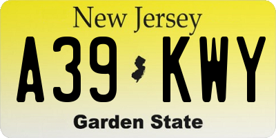 NJ license plate A39KWY