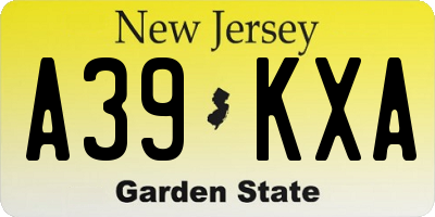 NJ license plate A39KXA