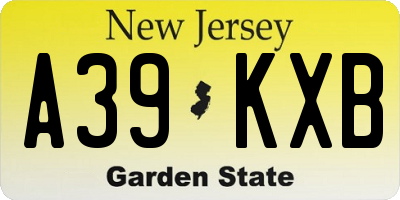 NJ license plate A39KXB