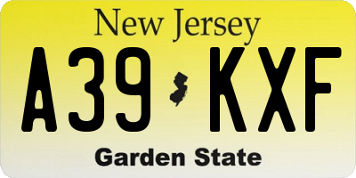 NJ license plate A39KXF