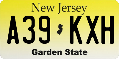 NJ license plate A39KXH
