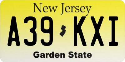 NJ license plate A39KXI