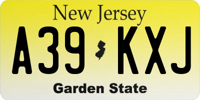 NJ license plate A39KXJ