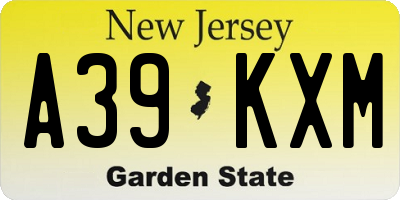 NJ license plate A39KXM