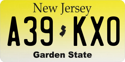 NJ license plate A39KXO