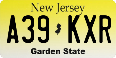 NJ license plate A39KXR