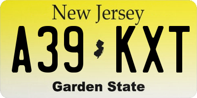NJ license plate A39KXT