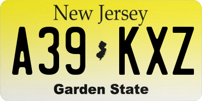 NJ license plate A39KXZ