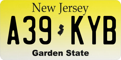 NJ license plate A39KYB