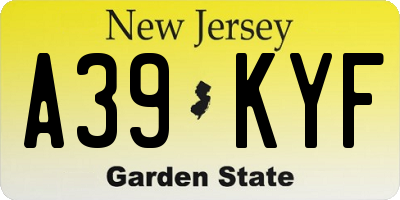 NJ license plate A39KYF