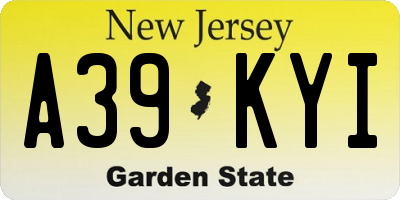 NJ license plate A39KYI