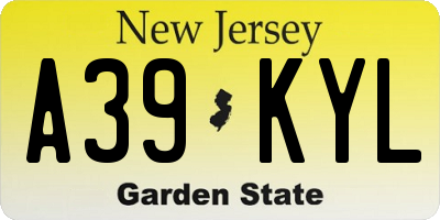 NJ license plate A39KYL