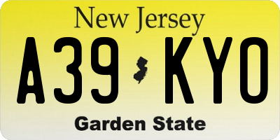 NJ license plate A39KYO