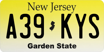 NJ license plate A39KYS