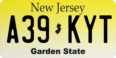 NJ license plate A39KYT