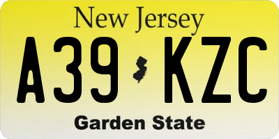 NJ license plate A39KZC