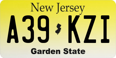 NJ license plate A39KZI