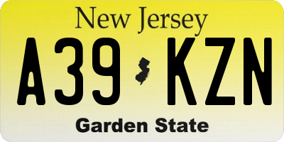 NJ license plate A39KZN