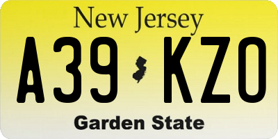 NJ license plate A39KZO