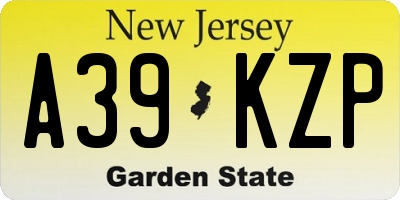 NJ license plate A39KZP