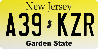 NJ license plate A39KZR